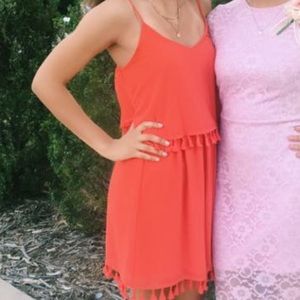 Coral dress w/tassels